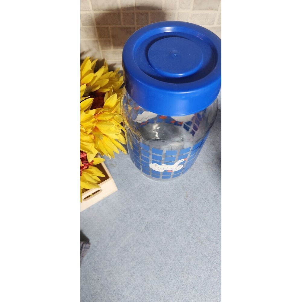 Carlton Glass Canister 2L collector Jar Vintage Geese Goose Duck Blue with Lid 8 - Picture 7 of 8